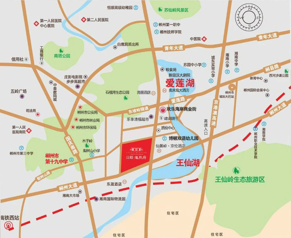 郴州众联瓏熙府位于沤江南路玲珑王国际大酒店旁,咨询电话4000-736-088转2459,项目总占地约106亩,总建筑面积约30万平米,有关郴州众联瓏熙府房价,位置,户型图及相关评价等详情尽在好房汇
