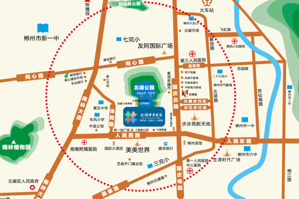 郴州市北湖中央公园位于郴州市人民西路8号北湖公园南门左侧,咨询电话4000-736-088转2265,项目位于市城区地段,建筑面积约十万平方米,有关郴州北湖中央公园房价,位置,户型图及相关评价等详情尽在好房汇