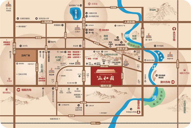郴州市鑫汇正和圆楼盘位于梨树山路与槐树路交汇处(鸽皇院子正对面),项目占地面积约126亩,建筑面积约37万方,容积率3.5,规划户数1962户,开发商是郴州桂圆生活服务有限公司