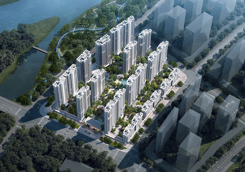 衡阳江樾云境位于衡阳市华新陆家新区临水路3号雁鸣溪网红桥旁,项目由14栋住宅+1栋会所组成,占地面积55863.7㎡,建筑面积185789.88㎡,开发商是衡阳福源房地产投资开发有限公司