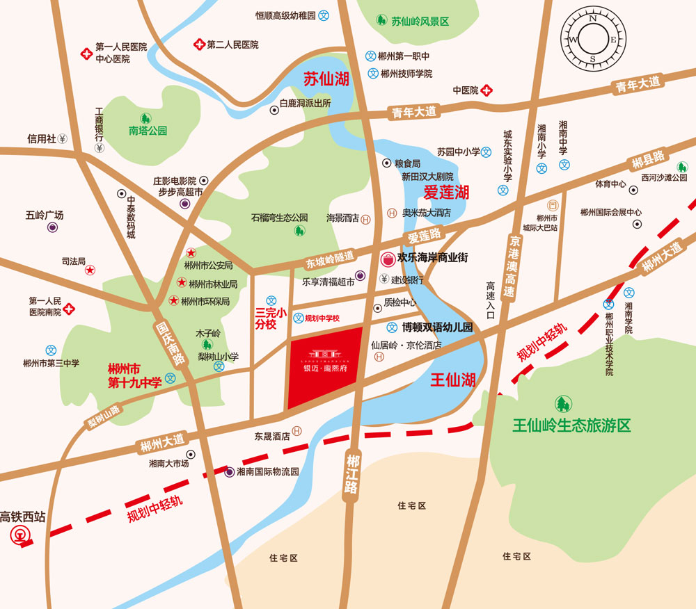 郴州银迈瓏熙府(龙熙府)位于郴州市郴州大道与郴江路交汇处,咨询电话4000-736-088转2659,项目占地面积约106亩,建筑面积约30万平米,由湖南省银迈工程有限公司开发建设