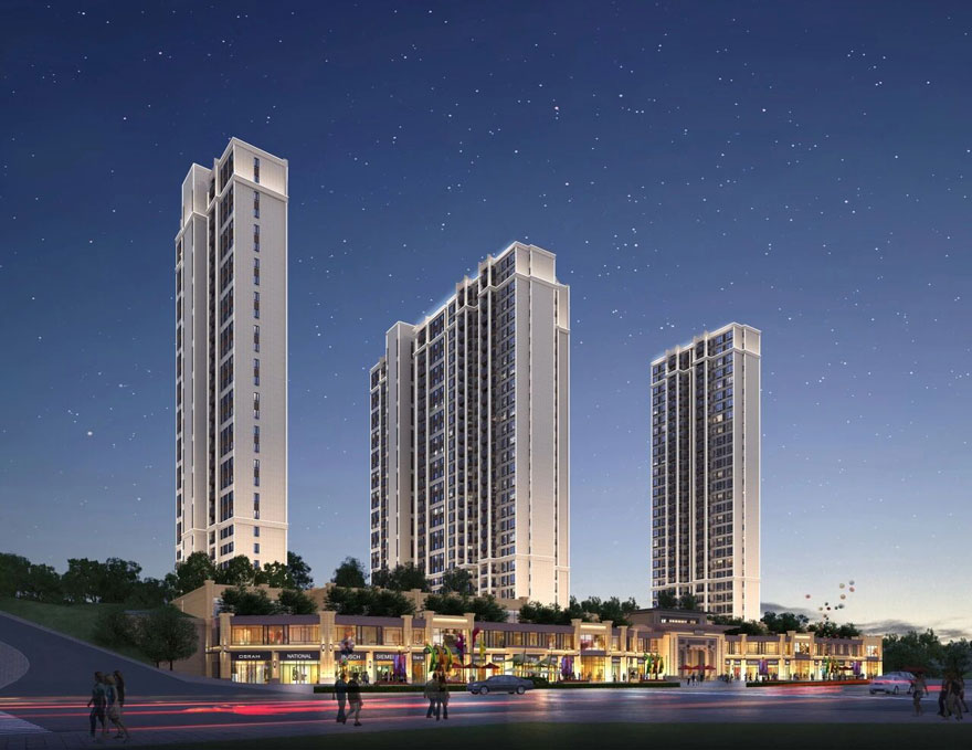 郴州​溪悦府楼盘位于郴州市寒溪路南岭植物园旁,项目占地面积约25.5亩,建筑面积约55126㎡,容积率2.5,绿化率31.05%,由3栋高层及社区底商组成